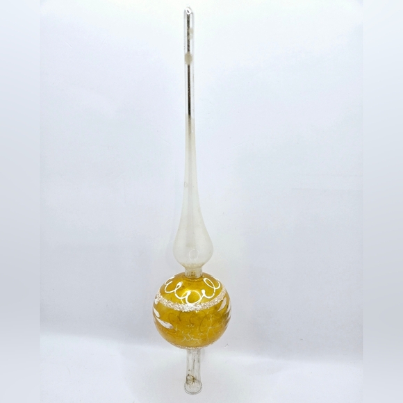 Vintage Glass Tree Topper European Yellow Mica 11" - Picture 4 of 10